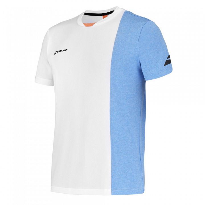 Babolat Play Crew Neck Tee White / Bilthe Blue